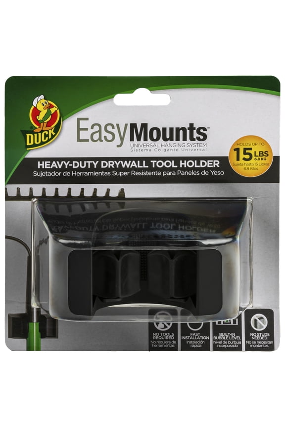 Duck EasyMounts Black Heavy-Duty Garage Storage Tool Holder, Holds up to 15 lbs