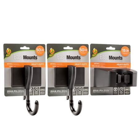 Duck EasyMounts Garage Organization Kit - No Tools Required, 2 Hooks and 1 Tool Holder