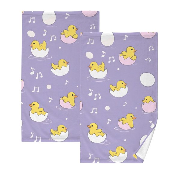 Duck Eggshell Pattern Cotton Towel Set Face Hand Towels 2 Pack Soft Absorbent 16x28in
