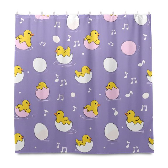 Duck Eggshell Pattern Shower Curtain Liners Waterproof 72 Inch with C Shaped Curtain Hooks