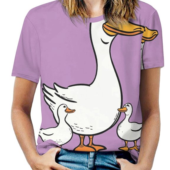 Duck Family Cartoon T Shirts Basic T-Shirt Short Sleeve Ladies Tee Shirt Summer Graphic Clothing