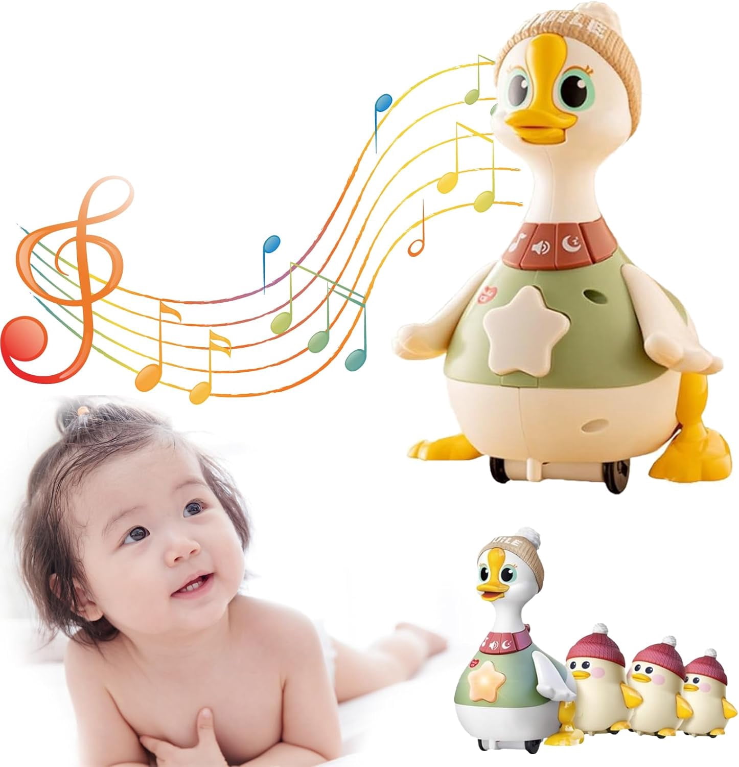 Duck Riding Toy Duck Family Toy, Walking Duck with Baby Ducks, 3 Pack Swinging Ducks ...