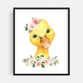 thumbnail image 1 of Duck, Farm Animals, Barn Animals, Barnyard, Pink Flowers, Girl Nursery - Illustration Watercolor Animal Floral Whimsical Black Framed Wall Art Print 12 x 16 inches, 1 of 4