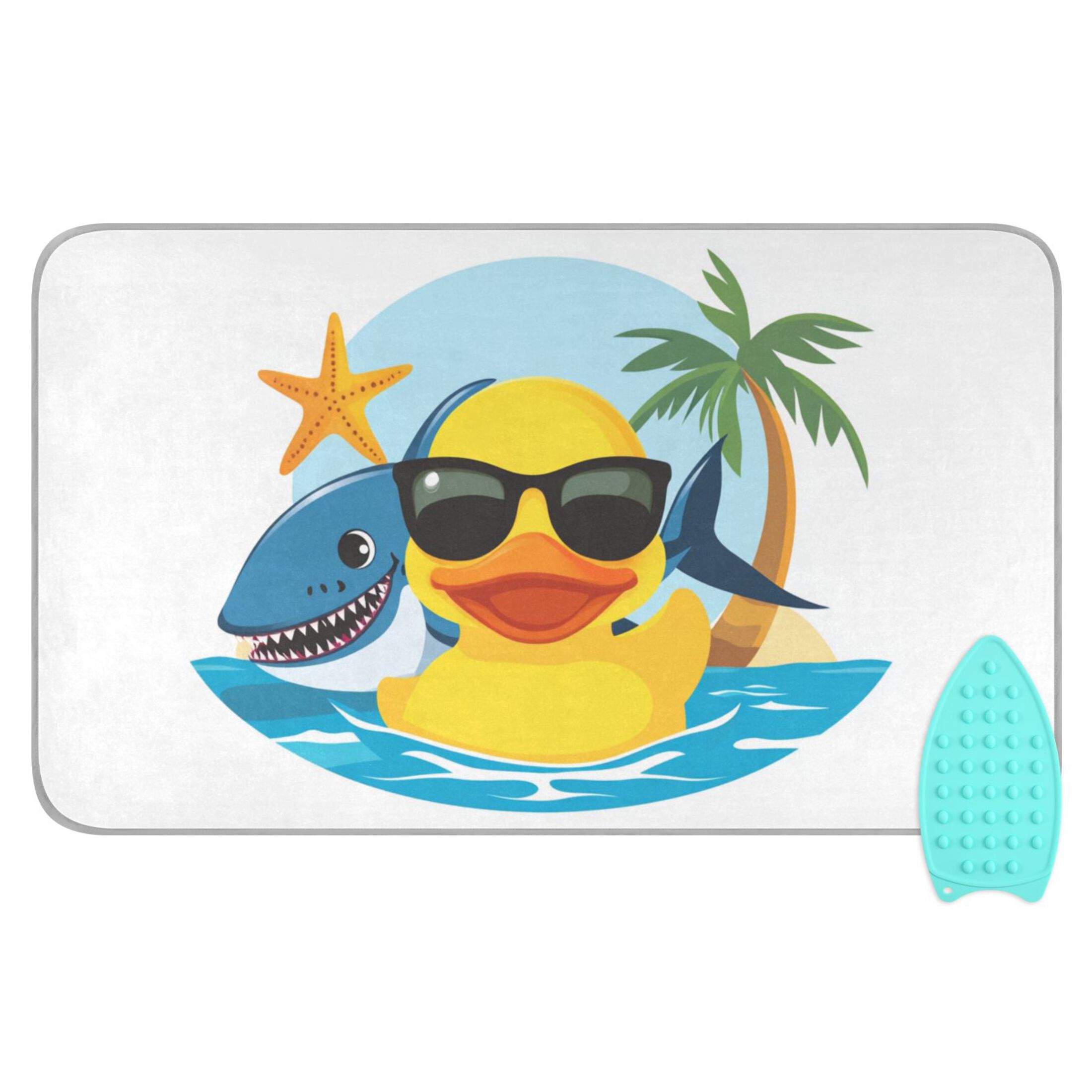 Duck Fish Tree Beach Starfish Ironing Mat Blanket Portable Travel Ironing Pad Heat Resistant Pad 47.2" x 27.6”