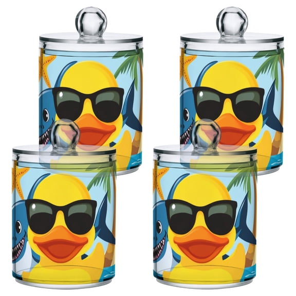 Duck Fish Tree Beach Starfish Translucent Plastic Cans Storage Canisters with Lid Set of 4