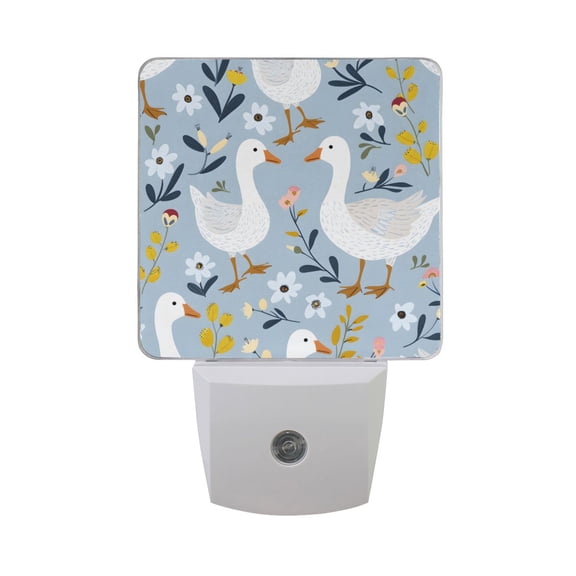 Duck Flower Leaves Cartoon LED Night Light with Smart Sensor Plug Into Wall Dusk to Dawn 2 packs