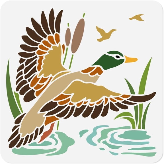 Duck Fly Stencil for DIY Painting 11.8"x11.8" Plastic Wild Duck Bird Stencil Drawing Template DIY Craft Paint Template for DIY Wall Home Decor Wood Burning Card Canvas Fabric Journal Paper