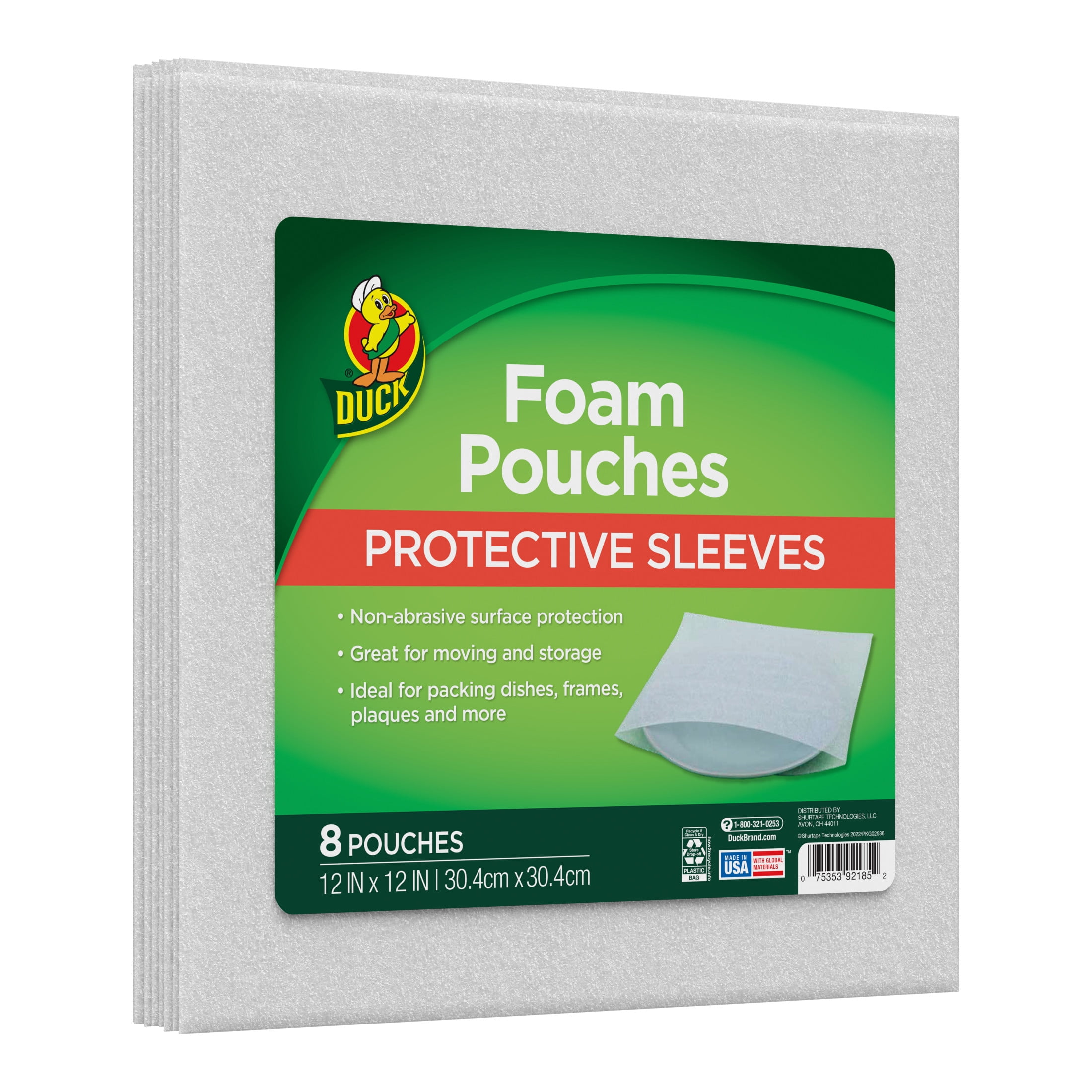 Duck Foam Pouches, 12 in. x 12 in., White, 8 Pack