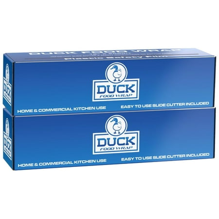 Duck Food Wrap, 18x 2000 ft. Plastic Wrap with Seal & Slide Cutter on Box - Restaurant & Commercial Grade, Excellent Quality & Heavy Duty, Great For Sealing, 2 box