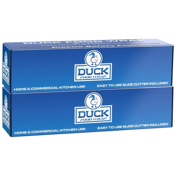Duck Food Wrap, 18x 2000 ft. Plastic Wrap with Seal & Slide Cutter on Box - Restaurant & Commercial Grade, Excellent Quality & Heavy Duty, Great For Sealing, 2 box