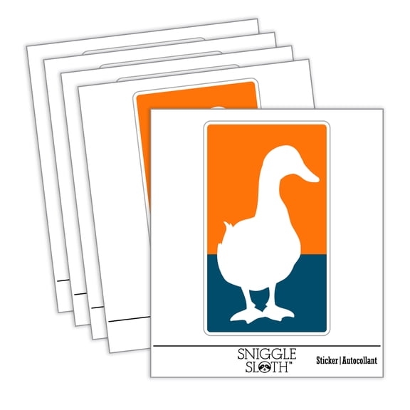 Duck From the Front Silhouette Car Window Bumper Water Bottle Phone Tablet Laptop Waterproof Vinyl Decal Sticker Set 5-Pack - Gloss Finish - 5.0"