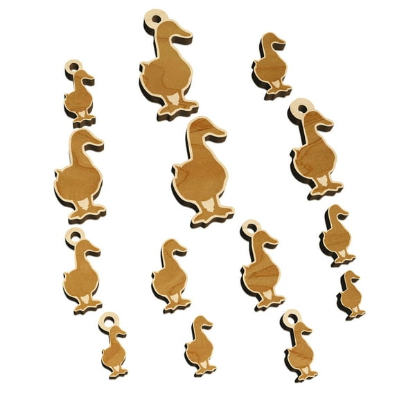 Duck From the Front Silhouette Wood Mini Charms Shapes DIY Craft Jewelry - No Hole - 16mm (22pcs)