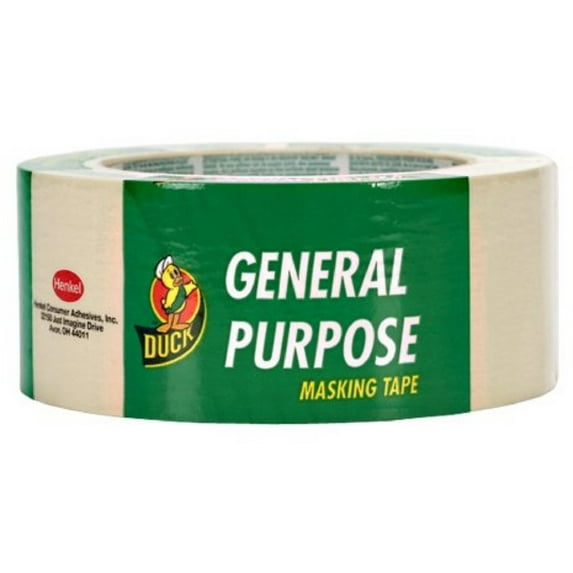 Duck General Purpose Masking Tape, 1.88-Inch by 60-Yard, Single Roll, Beige 1 ea (Pack of 3)