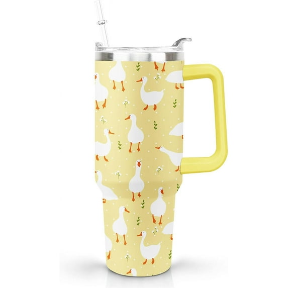 Duck Gifts Tumbler 40oz With Handle Lid and Straw - Duck Gifts for Frog Lovers Women, Men - Duck Coffee Mug Tumbler Metal Insulated Tumblers -Reusable Duck Gift Tumblers
