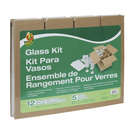 Duck Glass Moving Kit, 12 Reusable Pouches & 5 Dividers (Box Not Included)