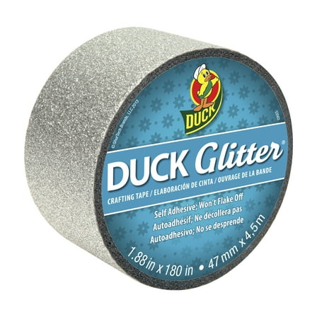 Duck Glitter Crafting Tape, 1.88 in. x 180 in., Silver