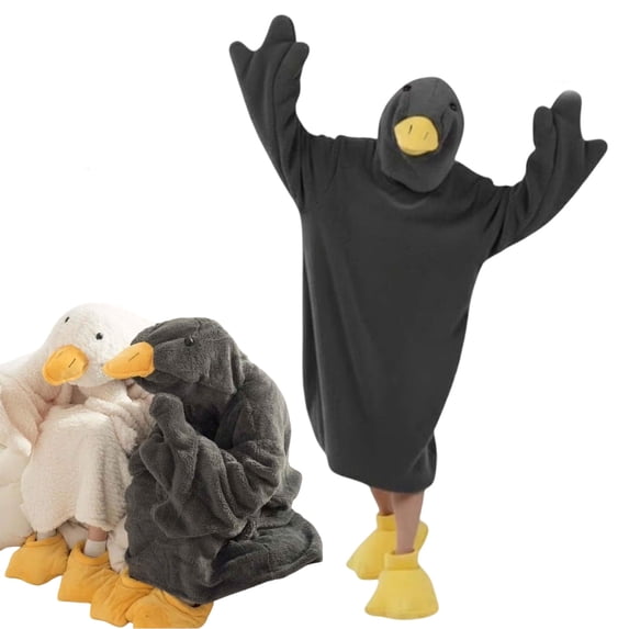 Duck Goose Onesie Wearable Blanket Hoodie, Oversized Duck Pajamas Sleeping Bag Costume, Warm Cozy Snuggy Duck Blanket with Hood