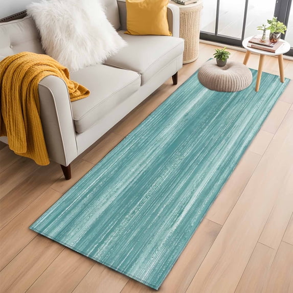 Duck Green 2'x6' Runner Rug, Vintage Modern Abstract Art Ombre Washable Non-Slip Area Rugs for Hallway Kitchen Floor Bedroom Entryway, StainResistant Laundry Carpet Decoration Indoor Mat