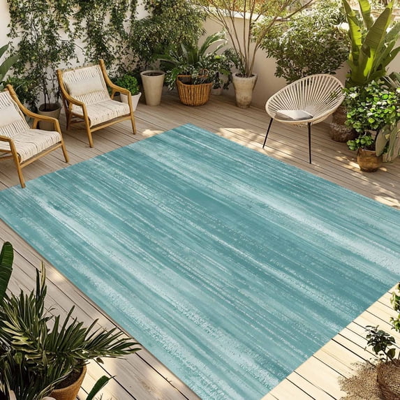 Duck Green Outdoor Rug for Patio/Deck/Porch, Non-Slip Large Area Rug 5 x 7 Ft, Vintage Modern Abstract Art Ombre Indoor Outdoor Rugs Washable Area Rugs, Reversible Camping Rug Carpet Runner