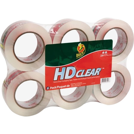 Duck HD Clear 1.88 in. x 109.3 yd. Clear Acrylic Packing Tape, 6 Pack