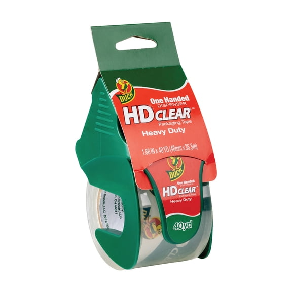 Duck HD Clear Heavy-Duty Packaging Tape, With Dispenser, 1.88" x 40 Yd., Clear