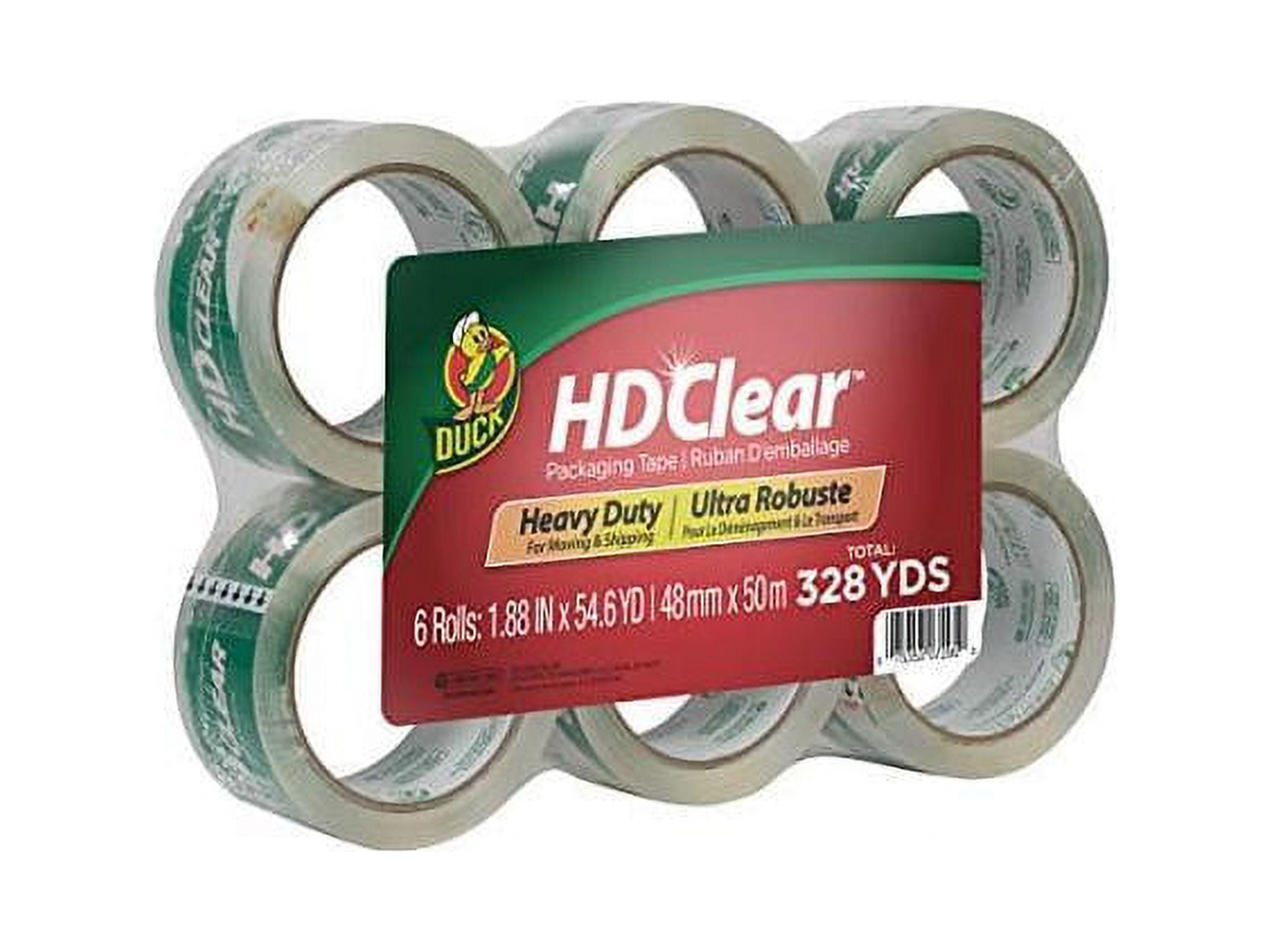 Duck HD Clear Heavy Duty Packing Tape Refill, 6 Rolls, 1.88 Inch x 54.6