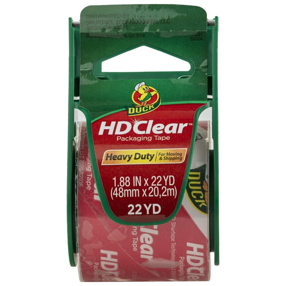 Duck HD Clear Heavy Duty Packing Tape with Dispenser, 1.88 in x 22.2 yd, Clear, 1 Roll