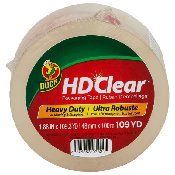 Duck HD Clear Packing Tape, 1.88 in. x 109 yd., Clear, 1 Count