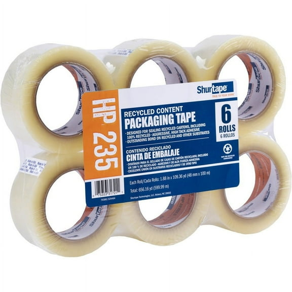 Duck HP 235 Hot Melt Packaging Tape - 109.36 yd Length x 1.89" Width - 6 / Pack - Clear | Bundle of 5 Packs