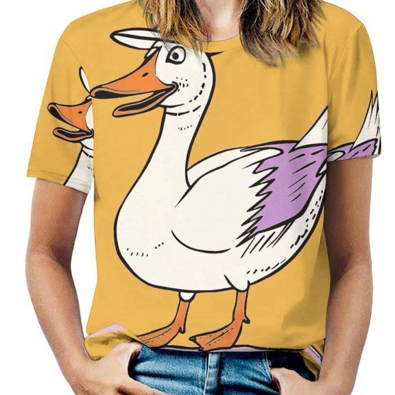 Duck Hat Purple Wing Women's Short Sleeve Tops Casual Blouses T Shirt