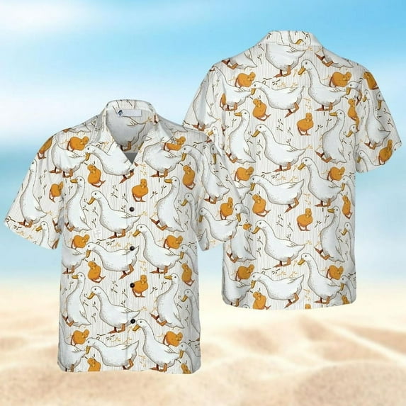 Duck Hawaiian Shirt, Pineapple Hawaii Shirt, Cute Duck Beach Shirt, Animal Aloha Shirts Men Women, Vacation Shirt, Summer Shirt.