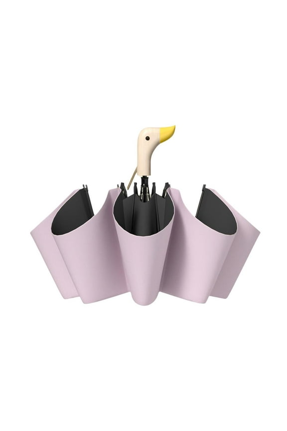 Duck Head Handle Umbrella 8-Rib Wooden Grip All-Weather UV Protection Rain Sun Shade in Multiple Colors