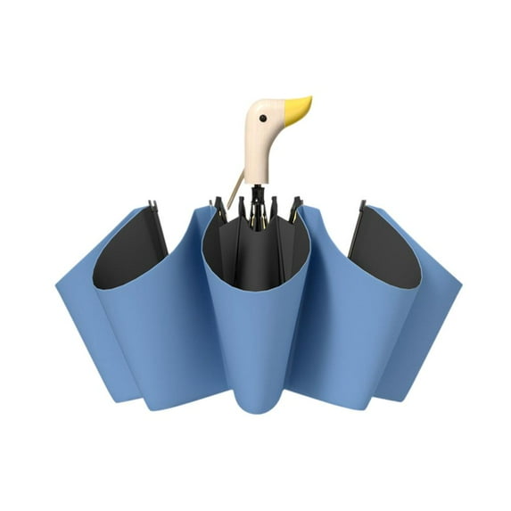 Duck Head Umbrella With Wood Handle And Rubber Canopy For Rain And Sun Protection In Multiple Colors