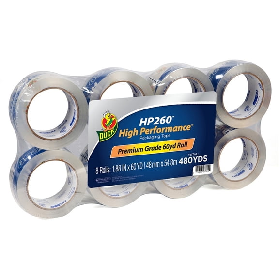 Duck High Performance Packing Tape, 1.88 in. x 60 yd., Clear, 8 Count