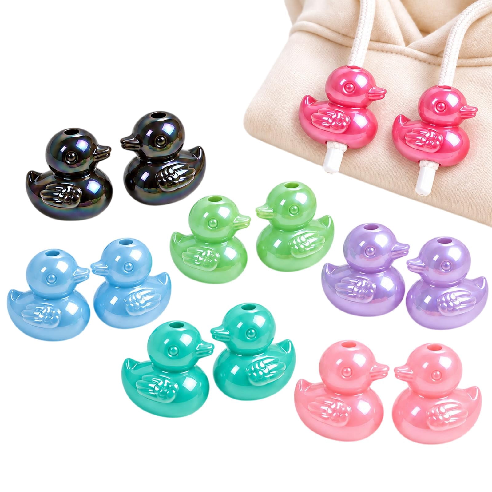 Drawstrigns Duck Hoodie Charms for Drawstrings, Cute Glossy Large Hole Beads ...