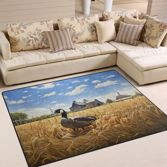 Duck Houses Trees Wheat Area Rug Washable 80 x 58 Floor Carpet Mat Non Slip for Bedroom Living Room Home Decor