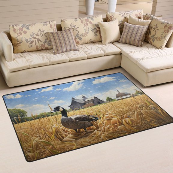 Duck Houses Trees Wheat Area Rug Washable Floor Carpet Mat 60 x 39 inch for Bedroom Living Room Kids Room Home Decor