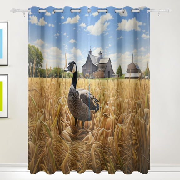 Duck Houses Trees Wheat Black Out Curtains 84 Inch Length Curtains for Sliding Glass Doors Bedroom Living Room 2 Pack