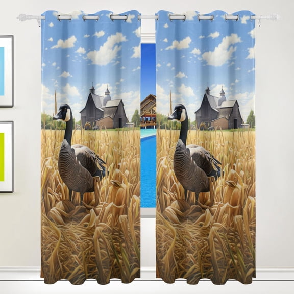 Duck Houses Trees Wheat Curtains Black Out 72 Inch Length Curtains for Sliding Glass Doors Bedroom Living Room 2 Pack