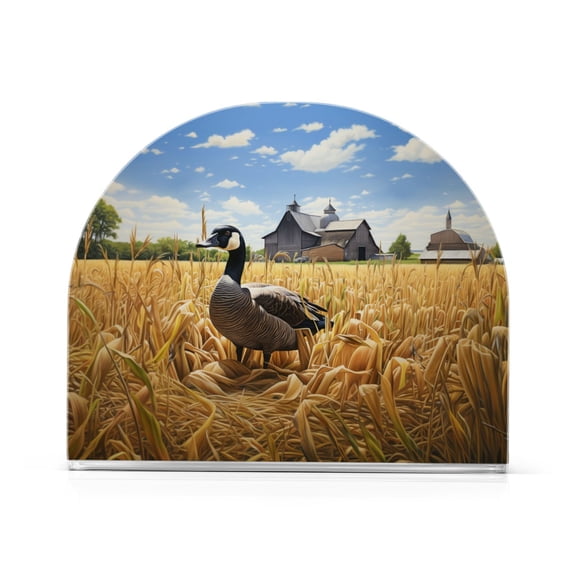 Duck Houses Trees Wheat Napkin Holder for Table Clear Napkin Stand Paper Holder Acrylic Organizer Dispenser Napkins for Dinner Kitchen Restaurant Room