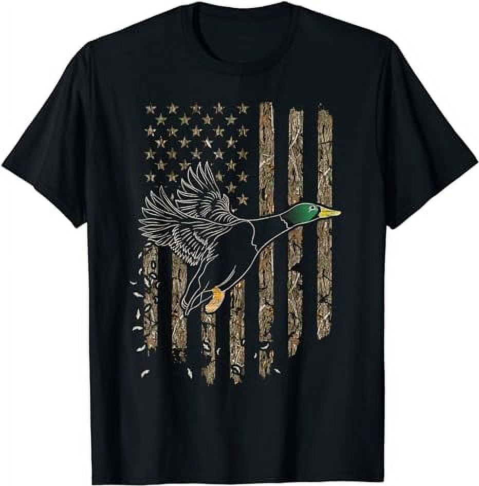 Duck Hunter American Flag Waterfowl Hunting Camouflage TShirt