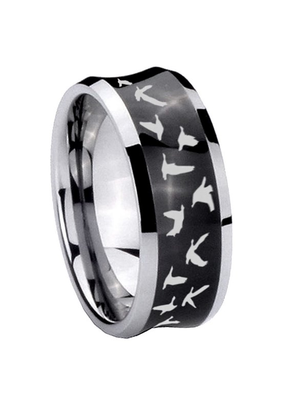 Duck Hunter Concave Black Tungsten Men Ring 10MM