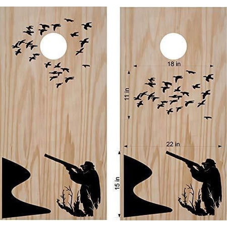 Duck Hunter Hunting Call Cornhole Board Decals Wrap Stickers Bean Bag Toss with Rings