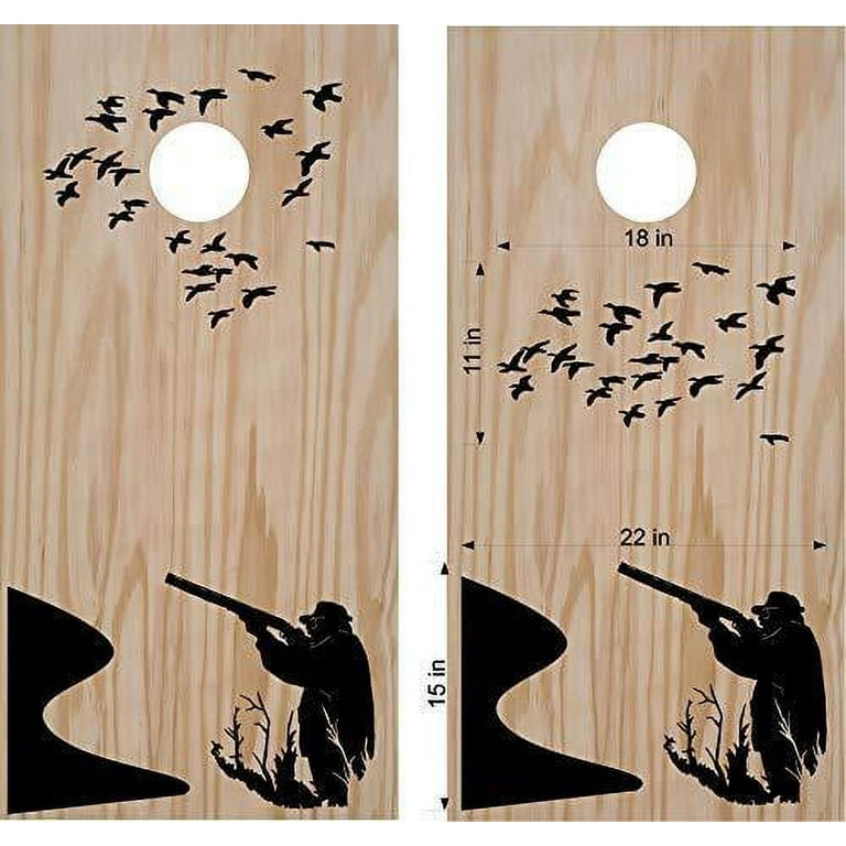 Duck Hunter Hunting Call Cornhole Board Decals Wrap Stickers Bean Bag Toss  with Rings 