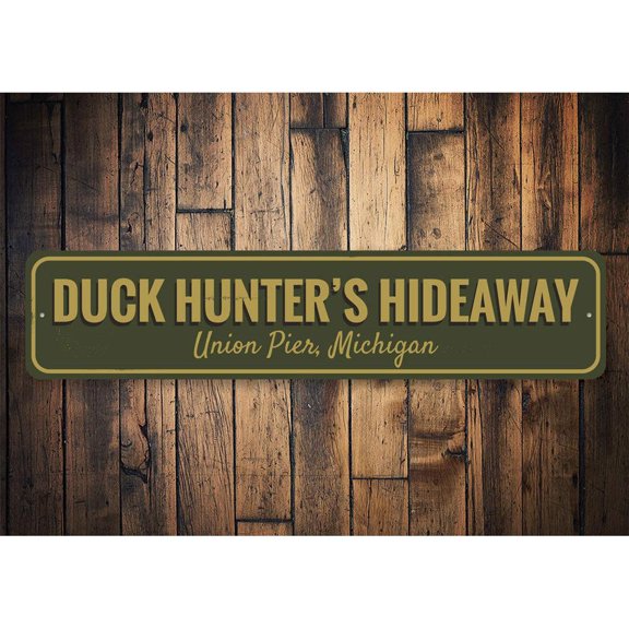 Duck Hunter Novelty Decor, Metal Wall Sign - 4x18 Inches