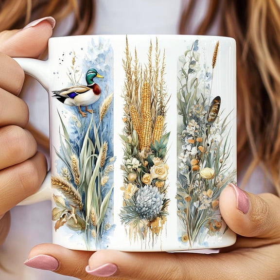 Duck Hunter's Ceramic Mug, Waterfowl Hunting Coffee Cup, Hunting Gift, Duck Decor, Hunter's Gift, Outdoorsman Mug, Cabin Decor. Father's Day