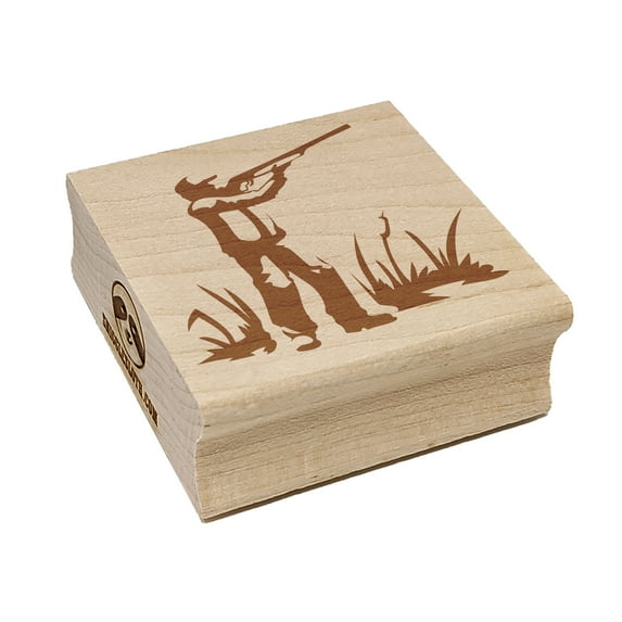 Duck Hunter with Hunting Rifle Square Rubber Stamp Stamping Scrapbooking Crafting - Small 1.25in