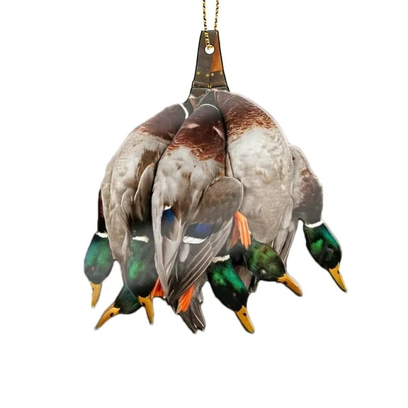 Duck Hunting 2D Flat Acrylic Christmas Ornament, Mallard Duck Hunting Pine Tree Decor, Christmas Hanging House , Wood Car Mirror Accessories, Xmas Gift, Xmas Gift