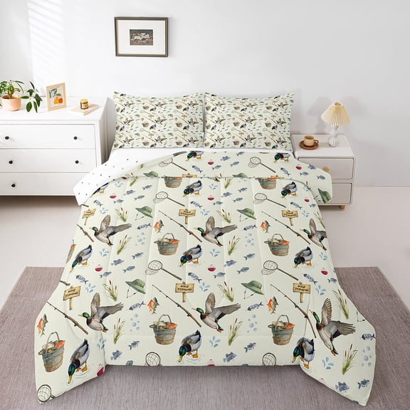 Duck Hunting Bedding Sets Fishing and Hunting Themed Comforter Set Western Farmstyle Down Comforter Animal Duck Duvet Set Twin Size