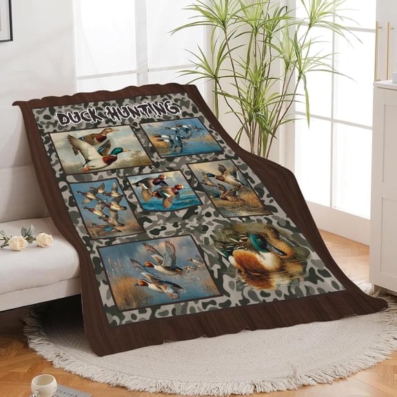 Duck Hunting Camouflage Blanket for Bed and Couch